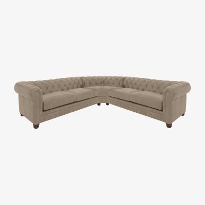 Furniture Village Alexander and James - Chesterfield Collection Hugo Large Leather Corner Sofa - Case Taupe - Dark Feet