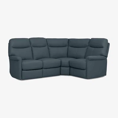 Furniture Village Compact Collection Lille BV Leather Right Hand Facing Corner Sofa - BV Lake Green