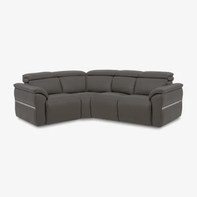 Furniture Village Dolomite Small Leather Left Hand Facing Corner Sofa - Montana Storm