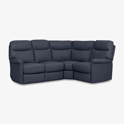 Furniture Village Compact Collection Lille NC Leather Right Hand Facing Corner Sofa - NC Ocean Blue