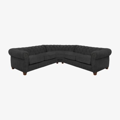 Furniture Village Alexander and James - Chesterfield Collection Hugo Large Fabric Corner Sofa - Boot with Studs - Dark Feet