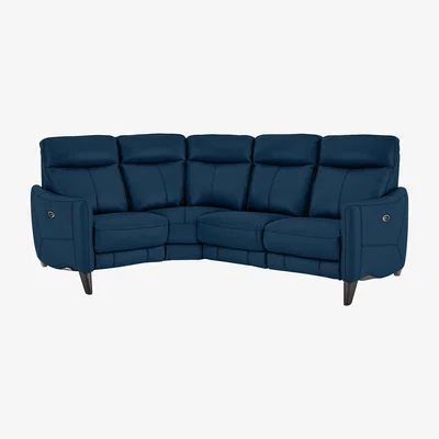 Furniture Village Compact Collection Petit Leather Power Recliner Corner Sofa- World of Leather
