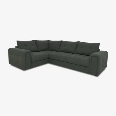 Furniture Village Boutique Goliath Fabric Left Hand Facing Corner Sofa with Storage Drawers - Moss Green