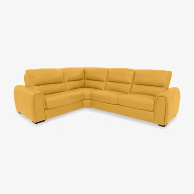 Furniture Village Flex NC Leather Small Left Hand Facing Corner Sofa Bed with Storage Arm - Sunflower