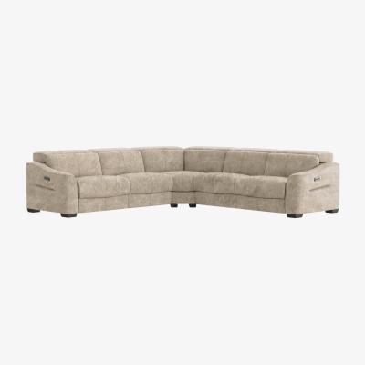 Furniture Village Xavier Fabric Large Left Hand Facing Corner Sofa with Power Recliner - Cream