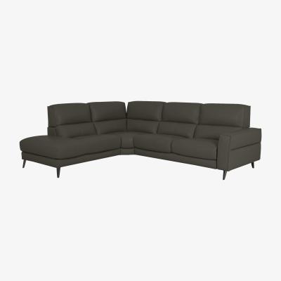 Furniture Village Axel HW Leather Left Hand Facing Chaise End Sofa - Charcoal Grey