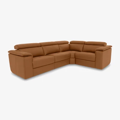 Furniture Village Nicoletti - Canto Small Leather Corner Sofa - Cognac