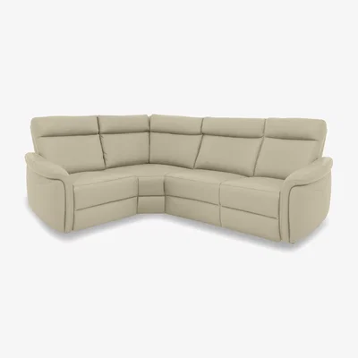 Furniture Village Dublin Leather Left Hand Facing Corner Sofa - Natural Sand
