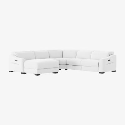 Furniture Village Xavier NC Leather Left Hand Facing Corner Chaise Power Recliner Sofa with Headrests - NC Star White