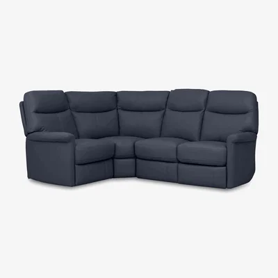 Furniture Village Compact Collection Lille NC Leather Left Hand Facing Corner Sofa - NC Ocean Blue
