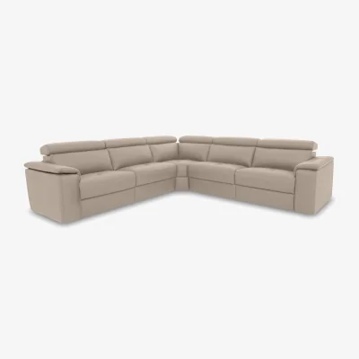 Furniture Village Nicoletti - Canto Large Leather Corner Sofa - Torello Fango