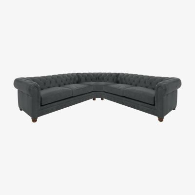 Furniture Village Alexander and James - Chesterfield Collection Hugo Large Leather Corner Sofa - Indigo - Dark Feet