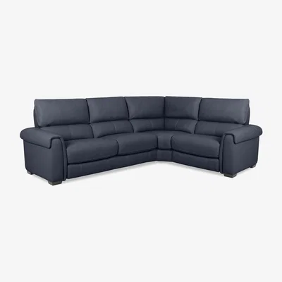 Furniture Village Nixon BV Leather Right Hand Facing Corner Sofa - BV Ocean Blue