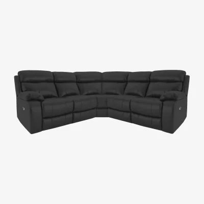 Furniture Village World of Leather - Moreno Leather Power Recliner Corner Sofa - Black