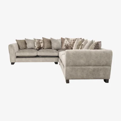 Furniture Village Mariah Large Fabric Pillow Back Corner Sofa - Dapple Cream