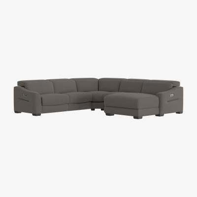 Furniture Village Xavier BV Leather Right Hand Facing Corner Chaise Power Recliner Sofa with Headrests - BV Elephant