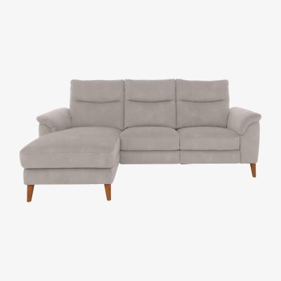 Furniture Village Morgan 3 Seater Fabric Power Recliner Sofa with Left Hand Facing Chaise End - Stone Dexter