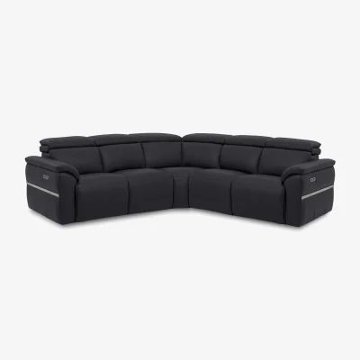 Furniture Village Dolomite Large Leather Corner Sofa with Power Recliner - Lavender