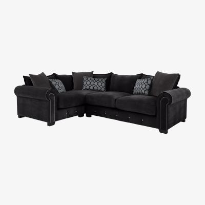 Furniture Village Alexander and James - Sumptuous Medium Fabric Left Hand Facing Corner Sofa - Chamonix Anthracite Chrome
