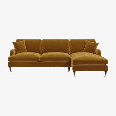 Furniture123 Mustard Velvet Right Hand Facing Sofa - Payton