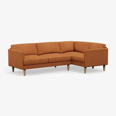 Habitat Hutch Slim Fabric Curve Arm 5 Seater Corner Sofa - Rust