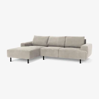 Habitat Habitat Julien Velvet Left Hand Corner Chaise Sofa-Parchment