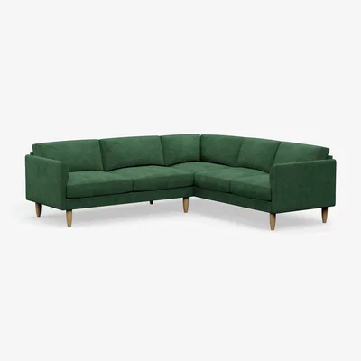 Habitat Hutch Velvet Curve Arm 6 Seater Corner Sofa - Sage Green