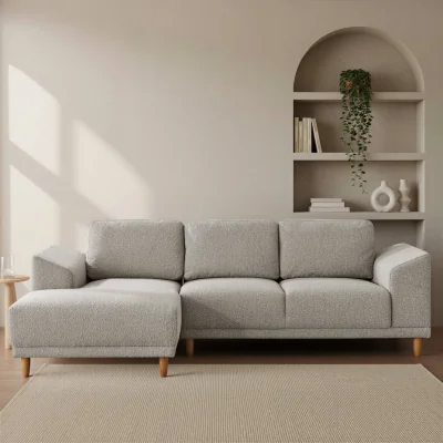 Habitat Habitat Draper Boucle Fabric Right Hand Corner Chaise Sofa - Natural