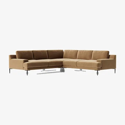 Habitat Swoon Almera Velvet 5 Seater Corner Sofa - Biscuit
