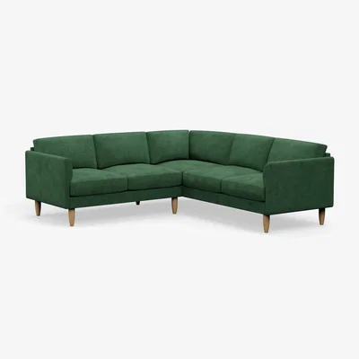 Habitat Hutch Plus Velvet Curve Arm 5 Seater Corner Sofa- Sage Green