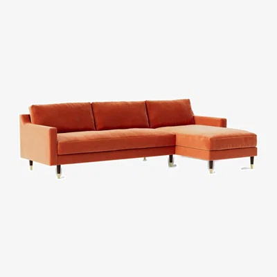 Habitat Swoon Rieti Velvet Right Hand Corner Sofa - Burnt Orange