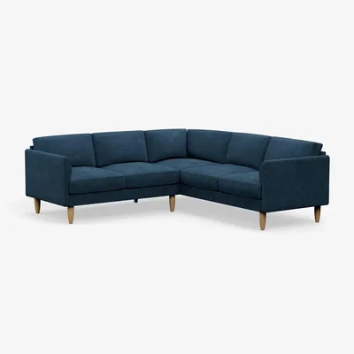 Habitat Hutch Plus Velvet Curve Arm 5 Seater Corner Sofa - Ink Blue