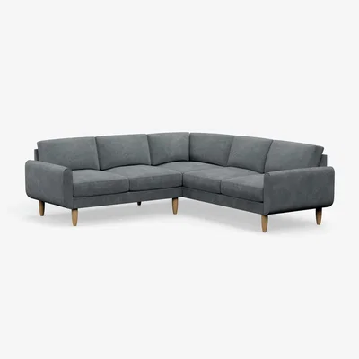 Habitat Hutch Plus Velvet Round Arm 5 Seater Corner Sofa- Slate Grey