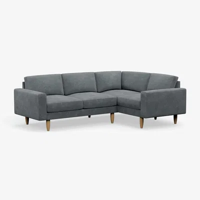 Habitat Hutch Velvet Block Arm 4 Seater Corner Sofa - Slate Grey