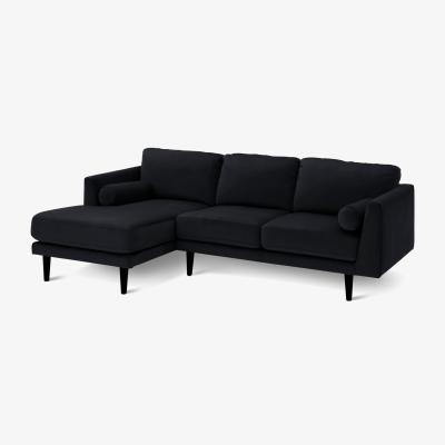 Habitat Habitat Jacob Velvet Left Hand Corner Sofa - Black