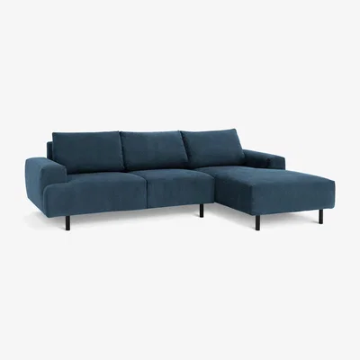 Habitat Habitat Julien Velvet Right Hand Corner Chaise Sofa - Navy
