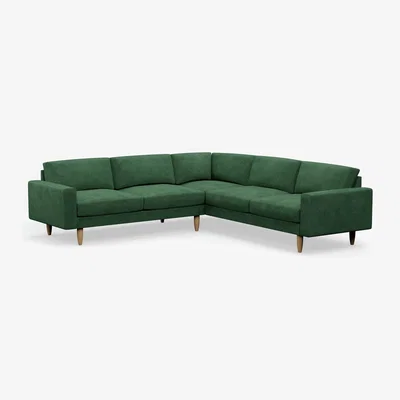 Habitat Hutch Velvet Block Arm 7 Seater Corner Sofa - Sage Green