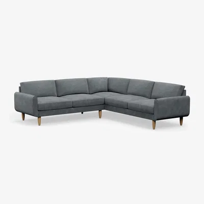 Habitat Hutch Velvet Round Arm 7 Seater Corner Sofa - Slate Grey