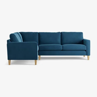 Habitat Habitat Flint Velvet Left Hand Corner Sofa-Ink Blue- Ash Leg
