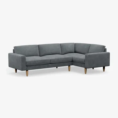 Habitat Hutch Slim Velvet Block Arm 5 Seater Corner Sofa- Slate Grey