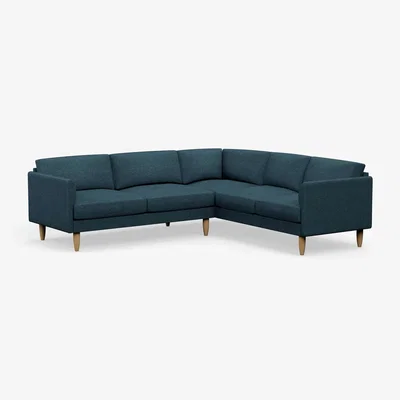 Habitat Hutch Fabric Curve Arm 6 Seater Corner Sofa - Aegean Blue