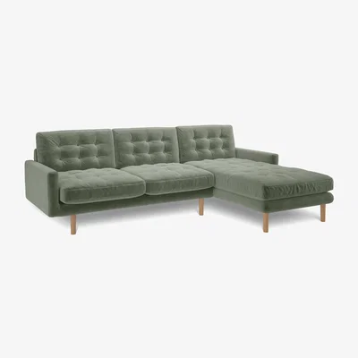 Habitat Habitat Fenner Velvet Corner Chaise Sofa - Sage