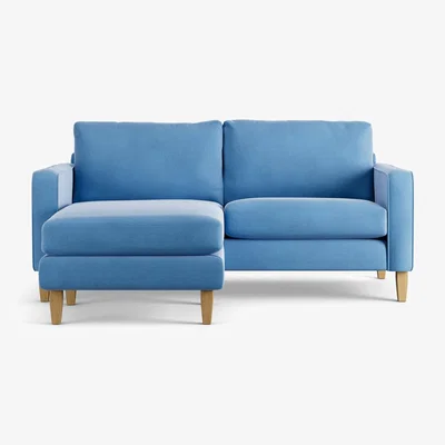 Habitat Habitat Flint Velvet Reversible Corner Sofa-Sky Blue-Ash Leg