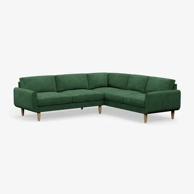 Habitat Hutch Velvet Round Arm 6 Seater Corner Sofa - Sage Green