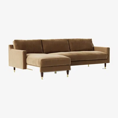 Habitat Swoon Rieti Velvet Left Hand Corner Sofa - Biscuit