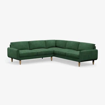 Habitat Hutch Velvet Round Arm 7 Seater Corner Sofa - Sage Green