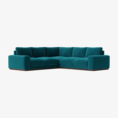 Habitat Swoon Denver Velvet 5 Seater Corner Sofa - Kingfisher Blue