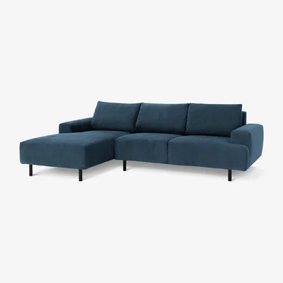 Habitat Habitat Julien Velvet Left Hand Corner Chaise Sofa - Navy