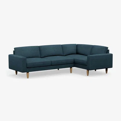 Habitat Hutch Slim Fabric Block Arm 5 Seater Corner Sofa-Aegean Blue