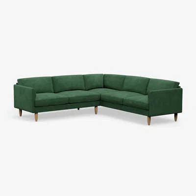 Habitat Hutch Velvet Curve Arm 7 Seater Corner Sofa - Sage Green
